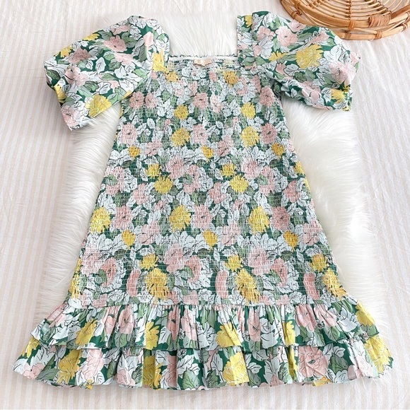 NEW ByTimo Festive Cotton Smocking Smocked Dress Dandelion Floral Puff Sleeves - Picture 14 of 14